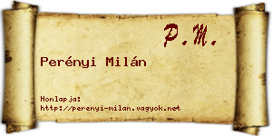 Perényi Milán névjegykártya