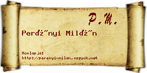 Perényi Milán névjegykártya